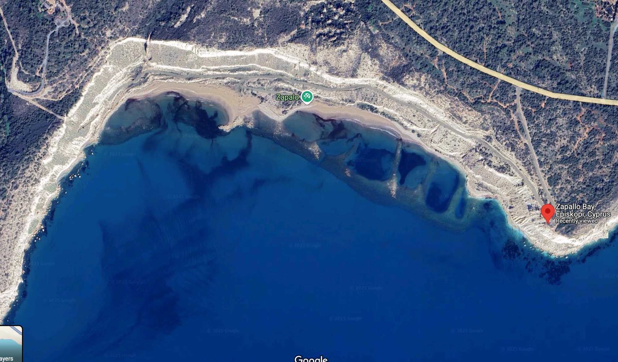 satellite view of Zapalo bay in Cyprus